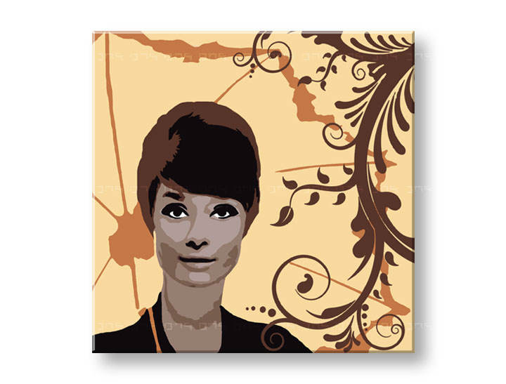 Tablou pictat manual POP Art Audrey Hepburn 1-piese 