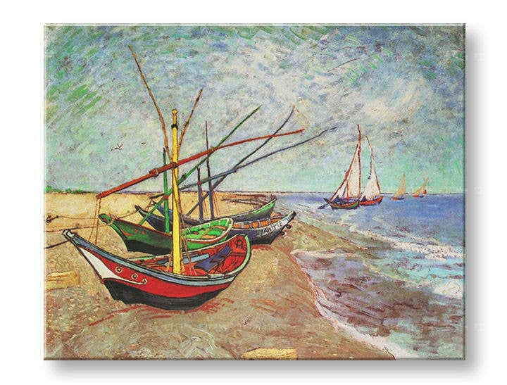 Tablouri FISHING BOATS ON THE BEACH AT SAINTS-MARIES – Vincent van Gogh