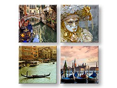 Tablouri pe pânză Veneția 4 piese 60x60 cm XOBKOL01E42/24h
