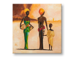 Tablouri pictate manual FEMEI AFRICANE Reduceri 25 % 1-piesa 70x70 cm YOBFB619E1