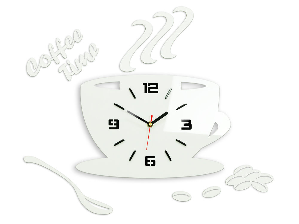 Ceas de perete modern COFFE TIME 3D WHITE NH045-white