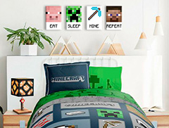 Minecraft tablouri - Cele mai bune personaje pe pânză - Eat, Sleep, Mine, Repeat