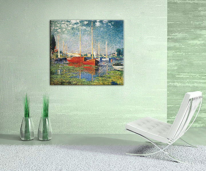 Tablouri canvas RED BOATS AT ARGENTEUIL–Claude Monet 70x60cm REP073/24h