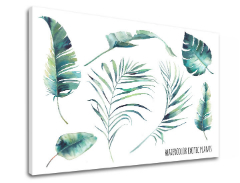 Tablouri canvas cu text Watercolor exotic plants