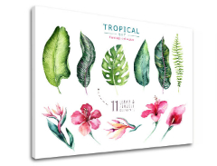 Tablouri canvas cu text Tropical set flamingo