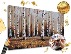 Pictura după numere PREMIUM GOLD - Pădurea de mesteacăn