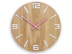 Ceas de perete din lemn ARABIC alb-roz