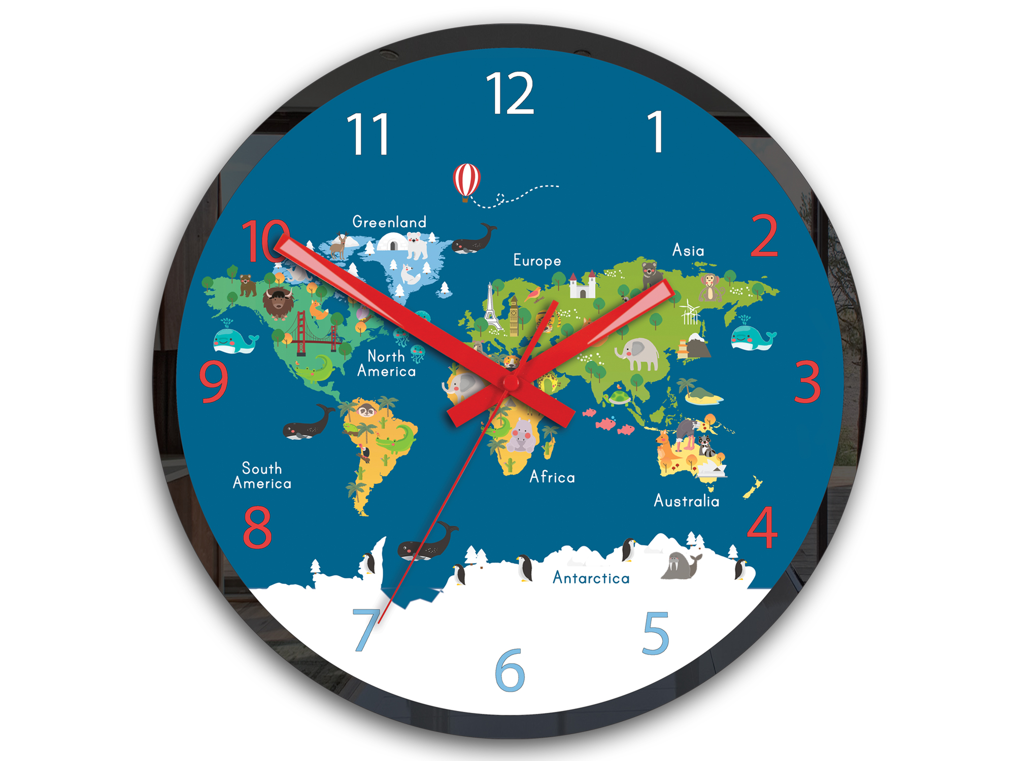 Ceas de perete pentru copii Harta lumii