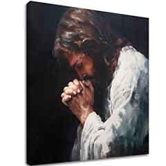 Iisus în rugăciune | pictat cu acrilic și foiță de aur