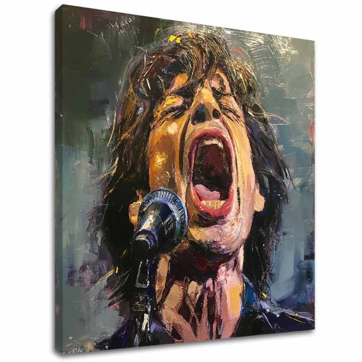 Mick Jagger - Legenda pe scenă | 100% original pictat în acrilic 60x60 cm