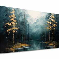 Pictură de artă modernă Atingeri aurii de pădure - PREMIUM ART