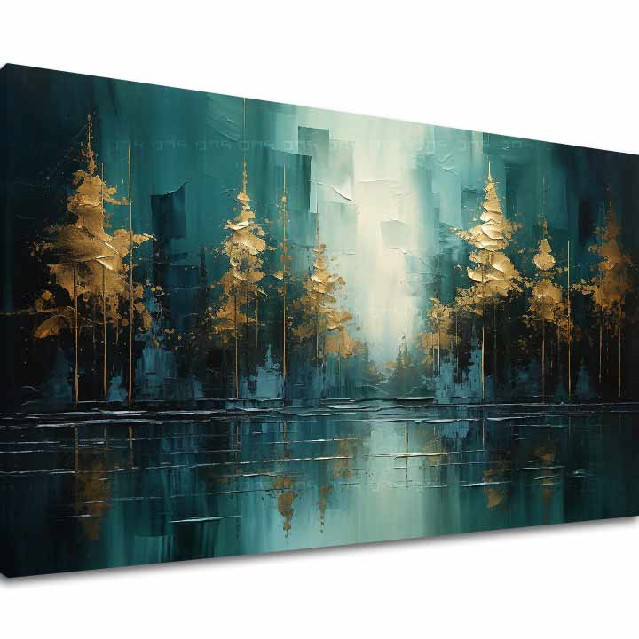 Pictură de artă modernă Pădure de aur reflecție - PREMIUM ART