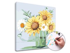 Pictură după numere MARGARETS AND SUNflowers | dificultate scăzută