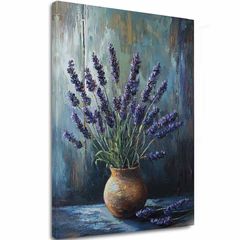 Pictură lavanda armonie | Cameră într-o vază de lut | Acrilic detalii 40x60 cm