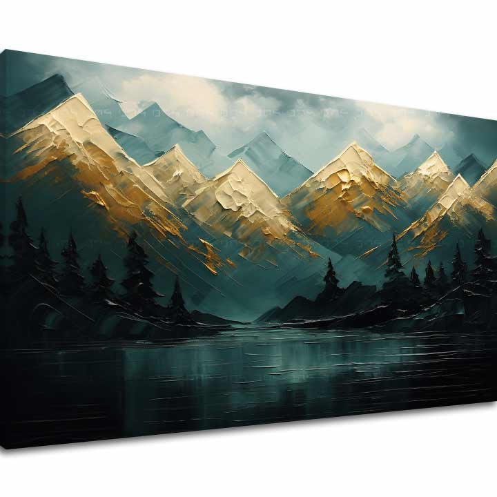 Pictură murală modernă Munții de la apusul soarelui - PREMIUM ART