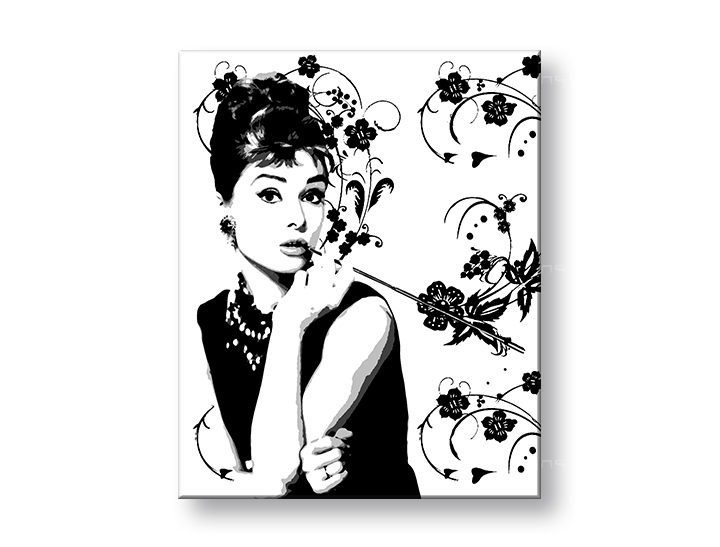 Tablou pictat manual POP Art Audrey Hepburn 