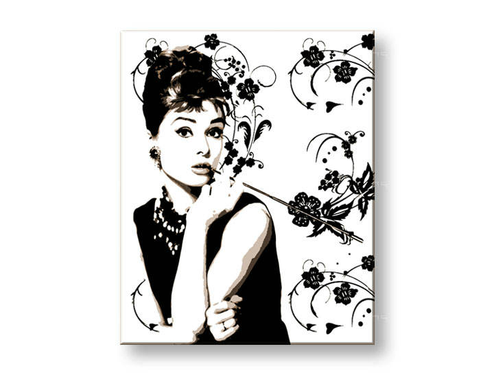 Tablou pictat manual POP Art Audrey Hepburn 