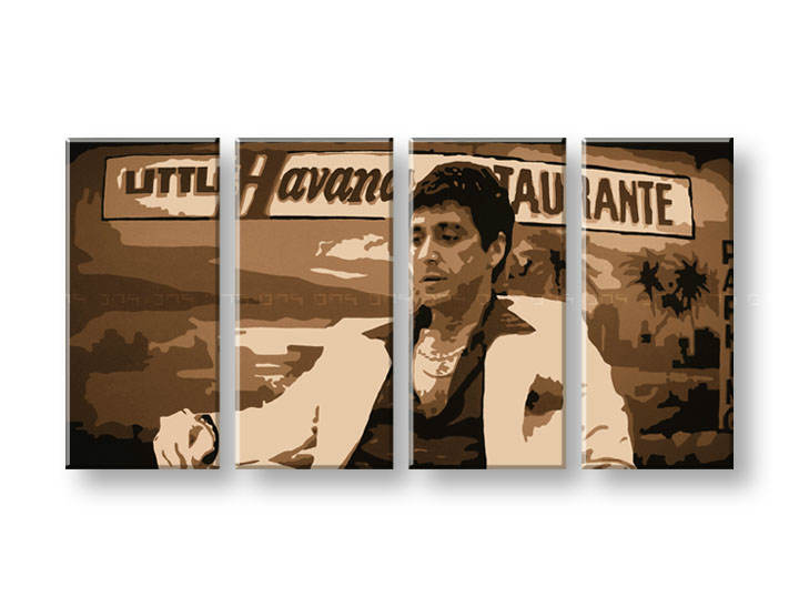 Tablou pictat manual POP Art HAVANA - AL PACINO 4-piese 