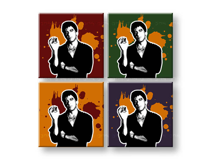 Tablou pictat manual POP Art Scarface - AL PACINO 4-piese 