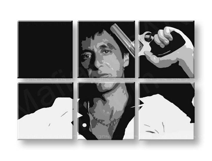 Tablou pictat manual POP Art Scarface - AL PACINO 6-piese 