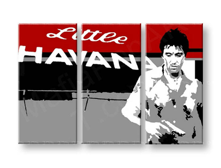 Tablou pictat manual POP Art Scarface - AL PACINO 3-piese 