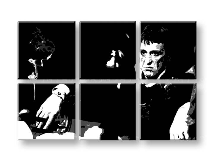 Tablou pictat manual POP Art SCARFACE-AL PACINO 6-piese 