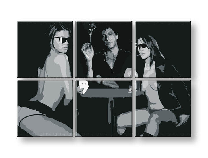 Tablou pictat manual POP Art Scarface - AL PACINO 6-piese 