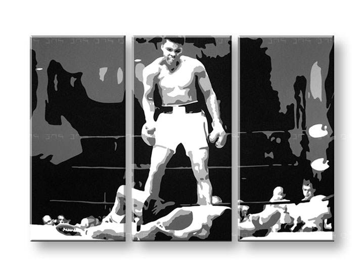 Tablou pictat manual POP Art Muhamad Ali 3-piese 