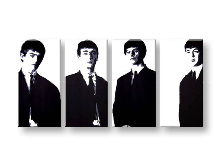 Tablou pictat manual POP Art Beatles 4-piese 
