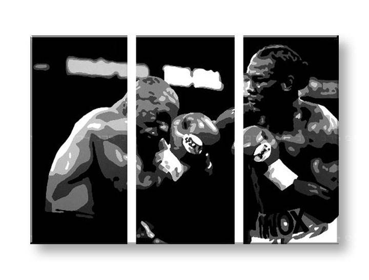 Tablou pictat manual POP Art Tyson vs. Lewis 3-piese 