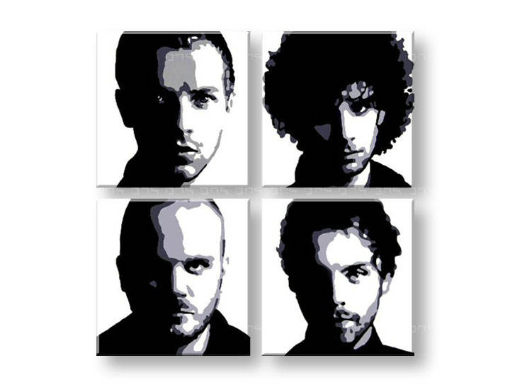 Tablou pictat manual POP Art Coldplay 4-piese 