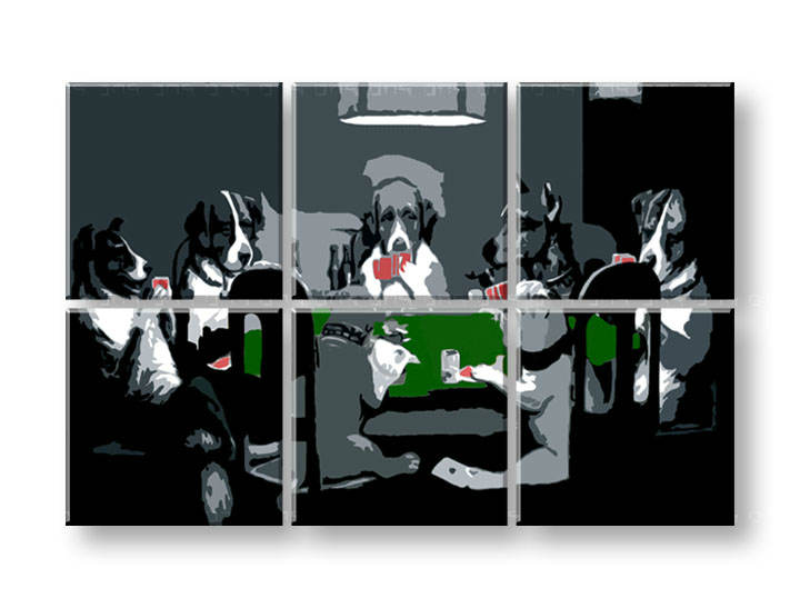 Tablou pictat manual POP Art  DOGS 6-piese 