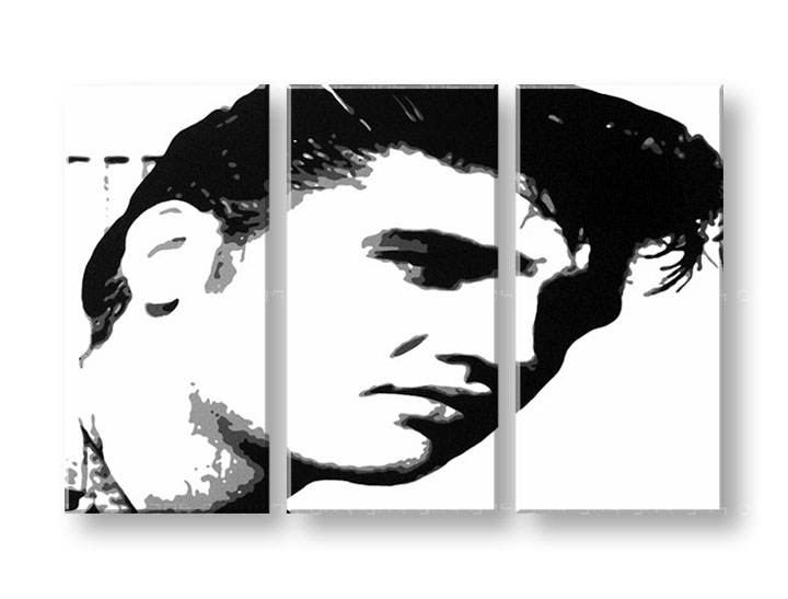 Tablou pictat manual POP Art ELVIS 3-piese 