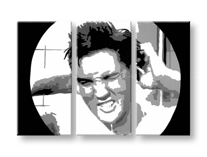 Tablou pictat manual POP Art ELVIS 3-piese 