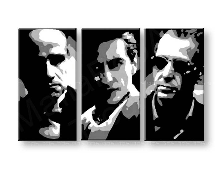 Tablou pictat manual POP Art GODFATHER 3-piese 