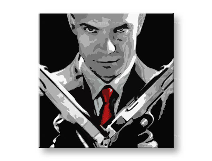 Tablou pictat manual POP Art HITMAN 1-piese 