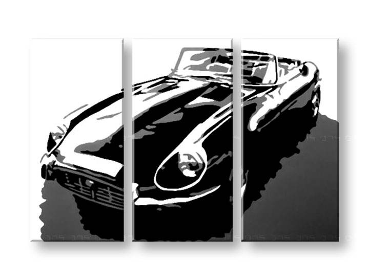 Tablou pictat manual POP Art JAGUAR 3-piese 