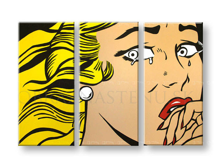 Tablou pictat manual POP Art LICHTENSTEIN 3-piese 