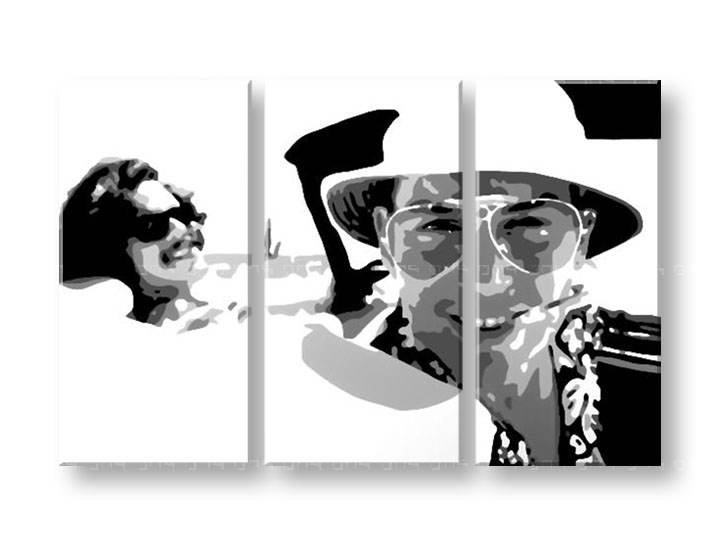 Tablou pictat manual POP Art Fear and Loathing in Las Vegas 3-piese 