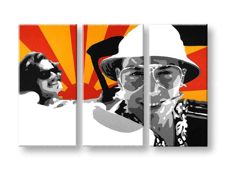 Tablou pictat manual POP Art Fear and Loathing in Las Vegas 3-piese 