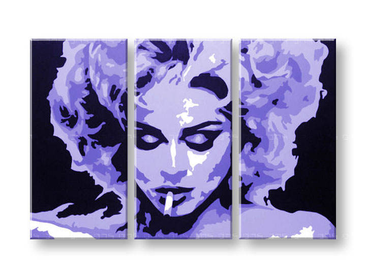 Tablou pictat manual POP Art MADONNA 3-piese 