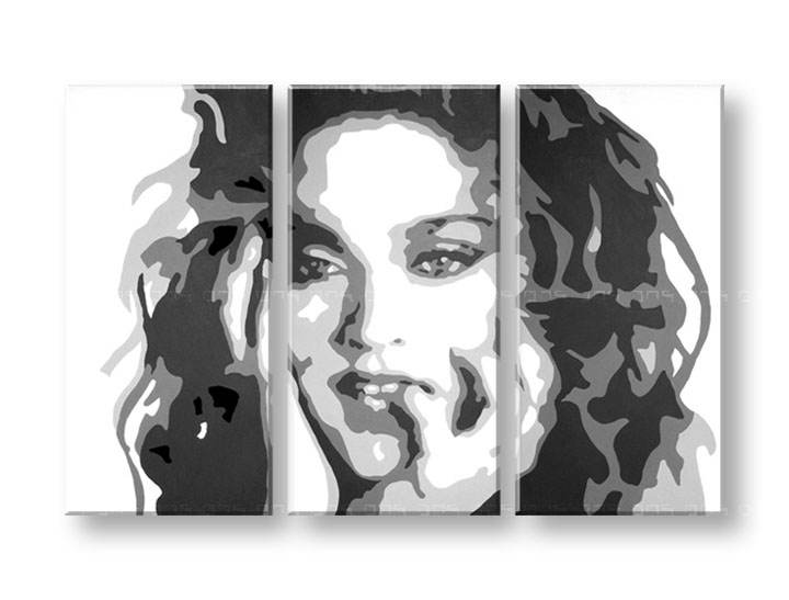 Tablou pictat manual POP Art MADONNA 3-piese 