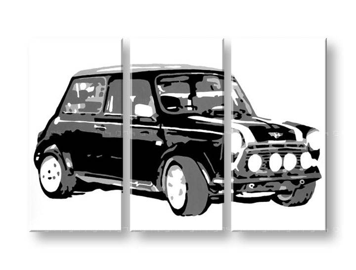 Tablou pictat manual POP Art MINI COOPER 3-piese 