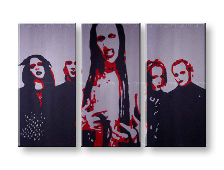 Tablou pictat manual POP Art Marilyn Manson 3-piese 