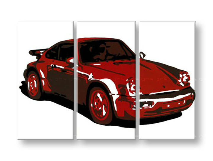 >în stoc< Tabluri POP Art pictate manual PORSCHE 911 3 piese  por2