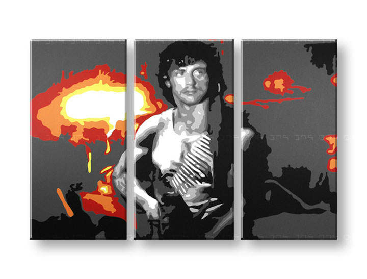 Tablou pictat manual POP Art rambo 3-piese 