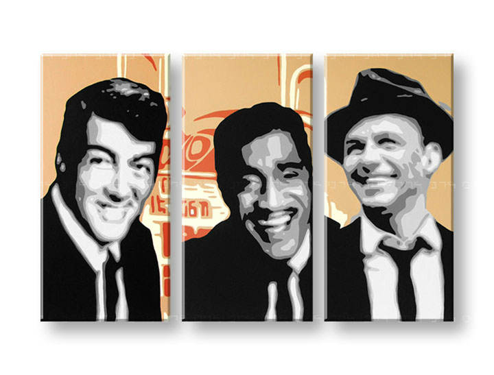 Tablou pictat manual POP Art Rat Pack 3-piese 