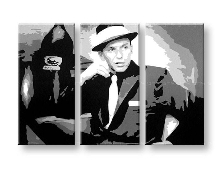 Tablou pictat manual POP Art Frank Sinatra 3-piese 