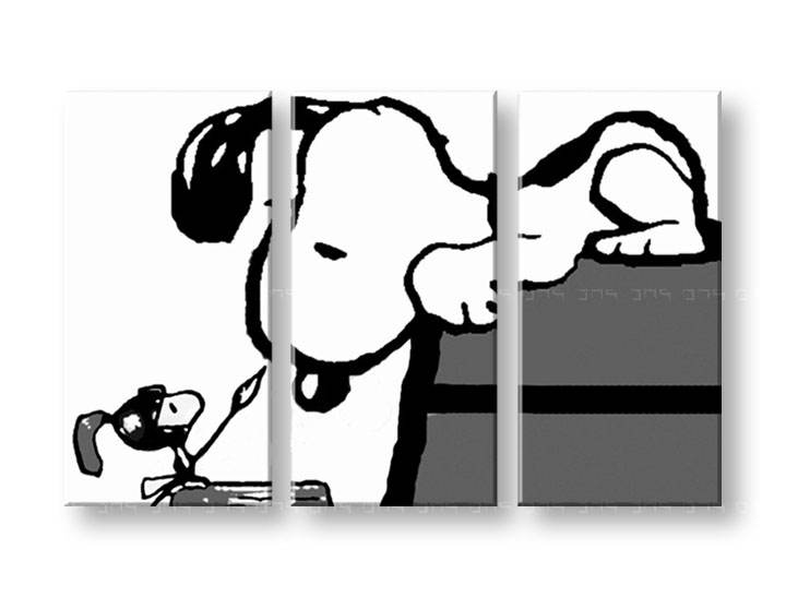 Tablou pictat manual POP Art SNOOPY 3-piese 