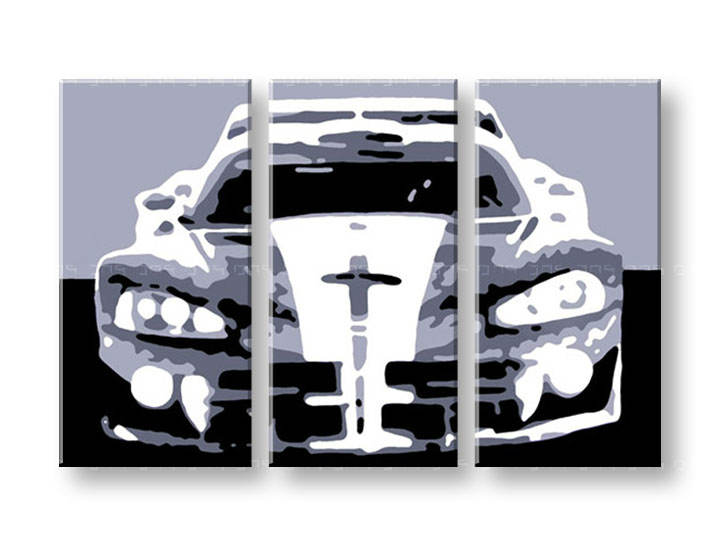 Tablou pictat manual POP Art Dodge Viper GTS 3-piese 